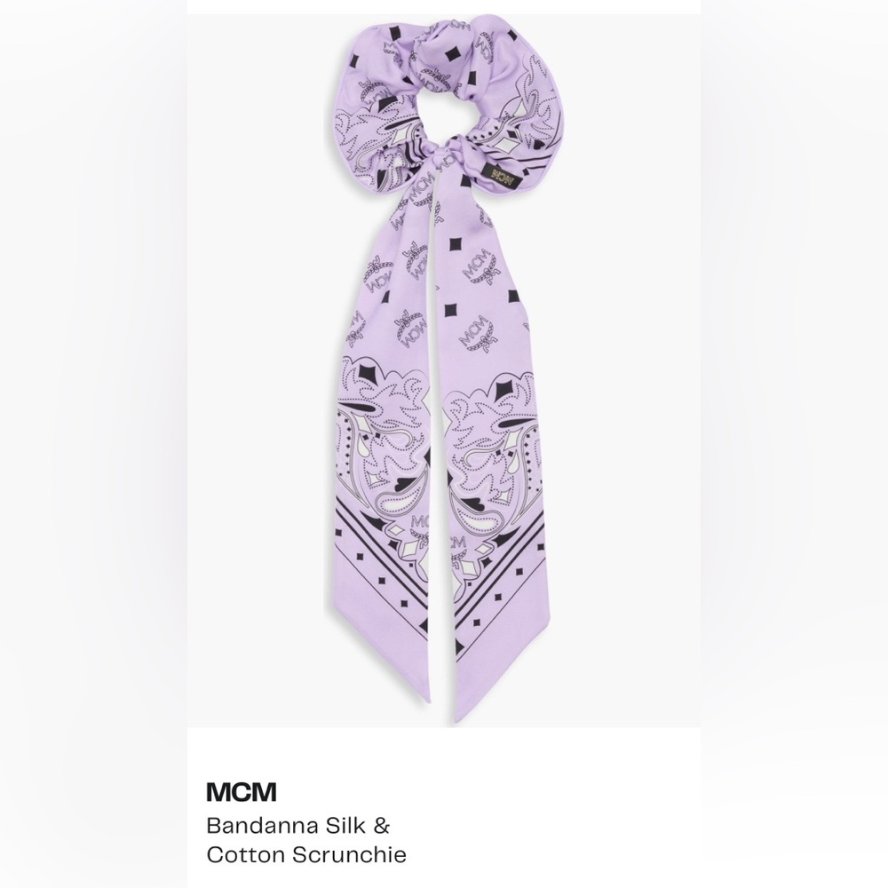 MCM Purple Silk Scarf and Scrunchie Set - Picture 3 of 3